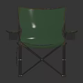 Green Folding Chair With Metal Frame Cup Holders On Armrests And Modern Design