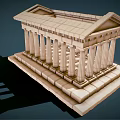 Classical European Architecture Featuring Row of Columns Pediment Stone Base Steps and Roof