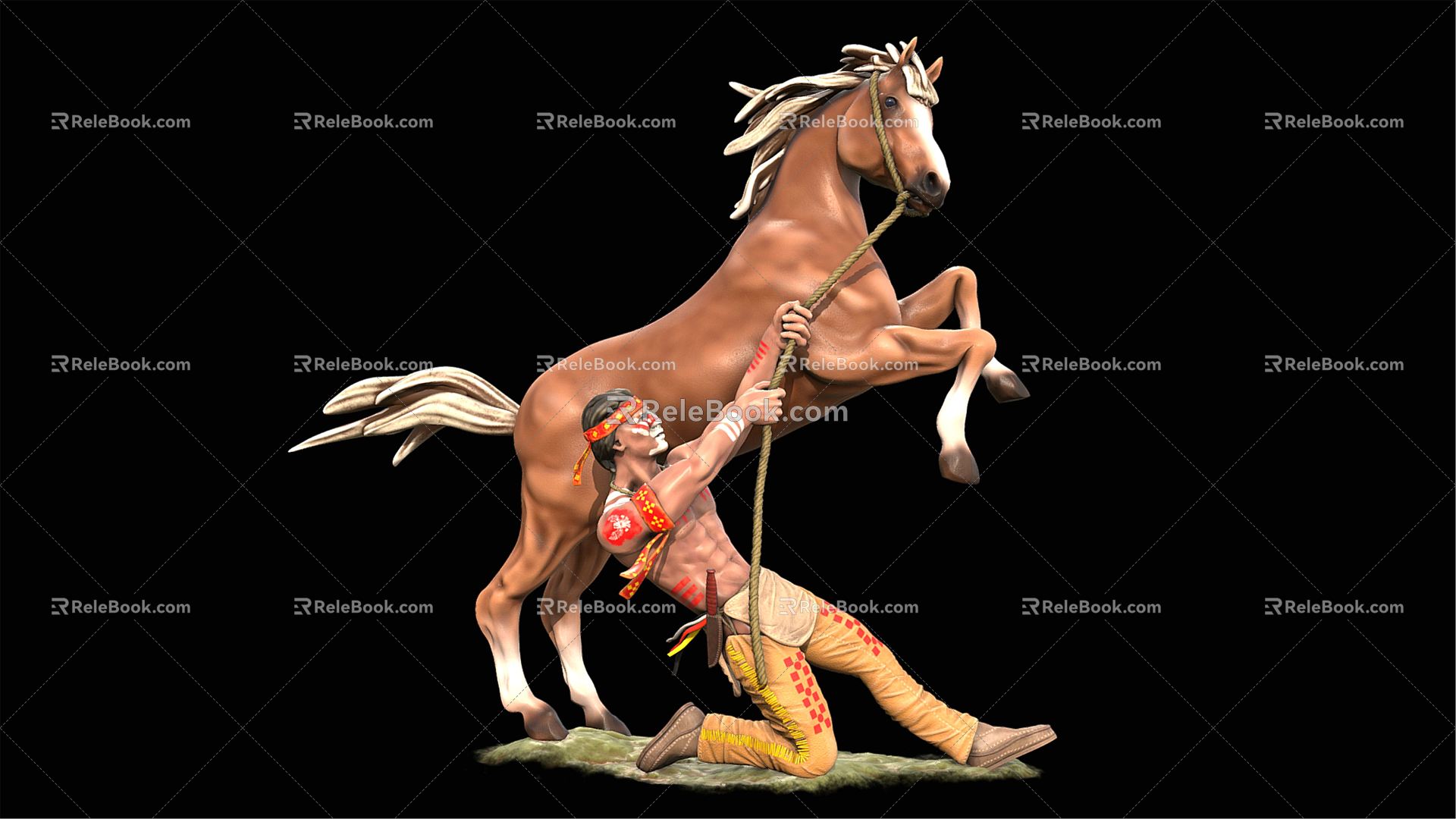 Modern horse tied horse led horse 3d model