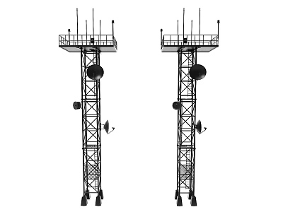 Industrial Communication Towers as Key Industrial Equipment with Metal Structures Antennas and Dish Components 3d model