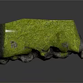 Natural Garden Landscape Rock With Lush Green Moss And Rough Textured Surface