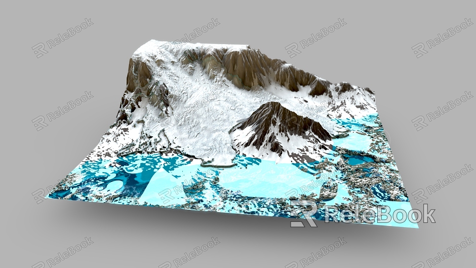 glacial plateau river mountain glacial river mountain terrain geopark model