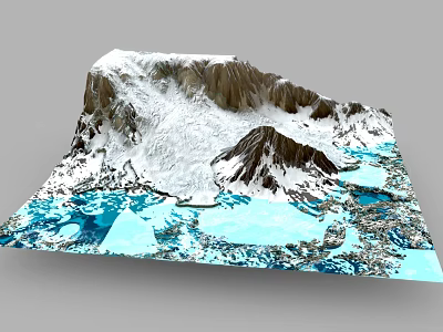 Stunning Natural Mountain Landscape with Snowy Peaks Glaciers and Turquoise Lakes 3d model