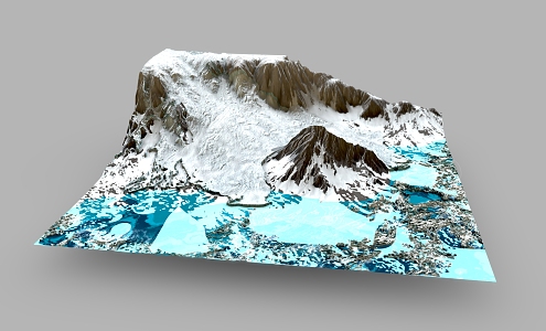 glacial plateau river mountain glacial river mountain terrain geopark 3d model