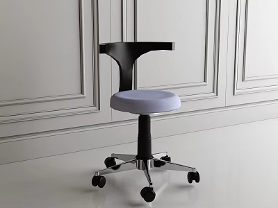 Clinic Examination Room Interior With Wheeled Stool White Seat Black Backrest Metal Base 3d model