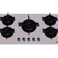 Modern Kitchen Gas Cooktop With Five Burners White Surface And Control Knobs