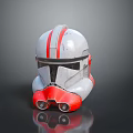 Weapon Silver Helmet With Red Stripes And Tactical Combat Design