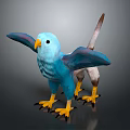 Blue Mythical Bird Creature With Yellow Beak Claws And Spread Wings