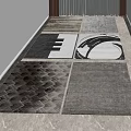 Modern Square Carpet With Various Geometric Patterns And Abstract Designs In Gray Tones 3d model