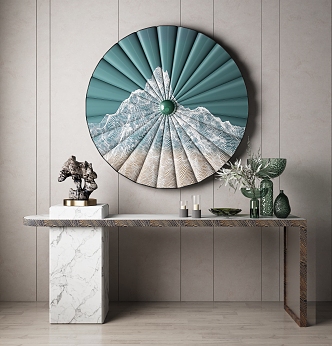 New Chinese Style Round Frame Painting Round Abstract Decorative Painting 3d model