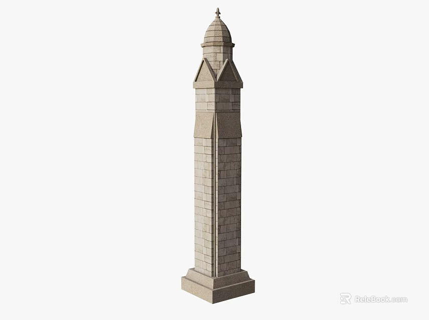 Tall Stone Obelisk Structure With Spire Top And Square Base Design 3d model 