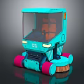 Automatic Floor Cleaning Robot With Transparent Cover Orange Inner Parts Pink Wheels And Brushes