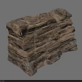 Stone Wood Material Formed into Stacked Layered Textured Natural Decorative Block Structure 3d model