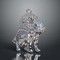 Silver Lion Shaped Pendant With Diamond Accents For Fashion Accessories