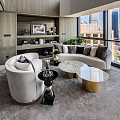 Spacious Modern Duplex Living Room Interior Design With Large Windows And City View