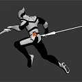 Game And Movie Character With Futuristic White Silver Armor Helmet Dual Swords In Dynamic Pose