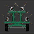 Military Vehicle With Green Frame White Missiles And Mobile Launcher System
