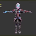 Sci Fi Warrior Game and Movie Character With Blue Head Red and Blue Armor