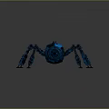 Blue Metallic Robotic Spider With Mechanical Legs And Shiny Surface Design