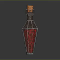 Transparent Polyhedral Medical Device Bottle With Red Liquid And Cork Stopper