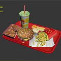 Delicious Fast Food Tray With Hamburger French Fries Nuggets And Soft Drink