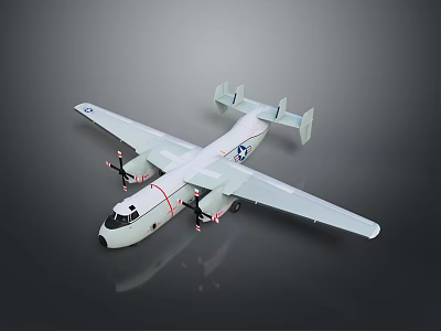 Military Aircraft Model With Long Wing Twin Engine And US Military Logo 3d model