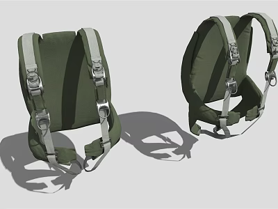 Green Tactical Backpack Straps With Adjustable Padded Design And Metal Buckles 3d model