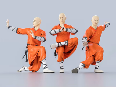 Modern men, monks, martial arts, martial arts, Shaolin, and Taiji monk uniforms 3d model