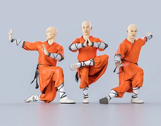 Modern men, monks, martial arts, martial arts, Shaolin, and Taiji monk uniforms 3d model