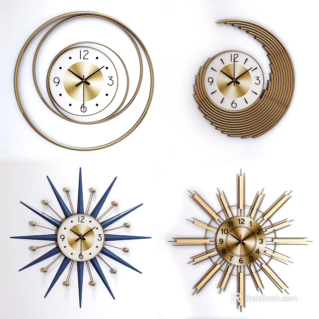 Unique Wall Decor Clocks With Various Modern Designs For Home Interior 3d model