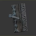 High Quality Metal Door Hardware Featuring Decorative Carved Wooden Panel and Secure Lock