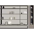 Stylish Modern Bookcase With Multiple Shelves Books Decorative Pieces And Lighting Design