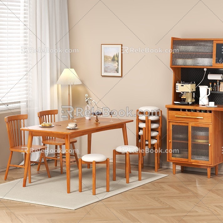 Dining table stool sideboard 3d model