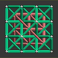 Geometric Decorative Ornament Set with Green Red Frame and 3D White Connector Nodes