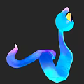 Cute Blue Cartoon Snake Character With Big Eyes And Gradient Body