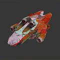 Red And White Cosmic Spaceship Design With Aerospace Thrusters Futuristic Interstellar Vehicle Model