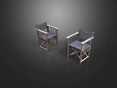 Two Leisure Chairs With Wooden Frame Armrests And Comfortable Fabric Seats 3d model