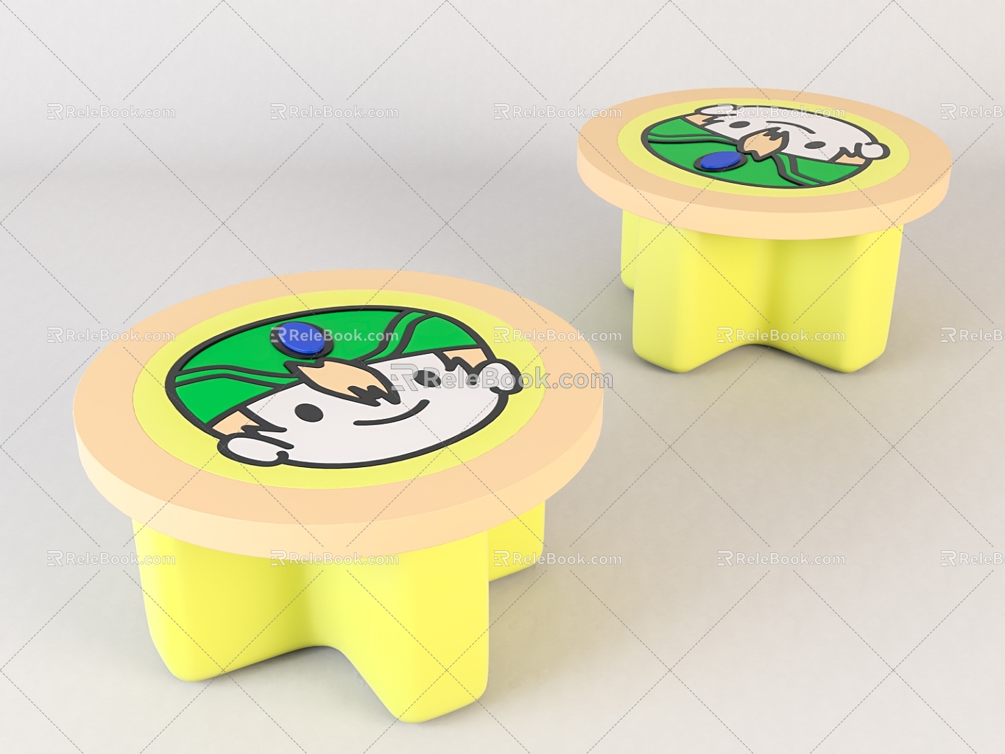 Modern Children's Stool Children's Cartoon Wooden Stool model