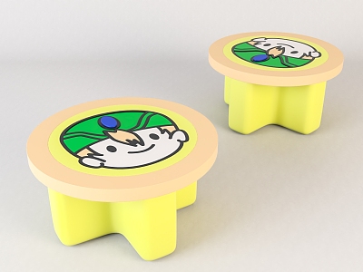 Modern Children's Stool Children's Cartoon Wooden Stool 3d model