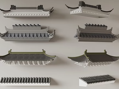 Traditional Chinese Architectural Roof Components With Various Classic Designs And Ornamental Details 3d model