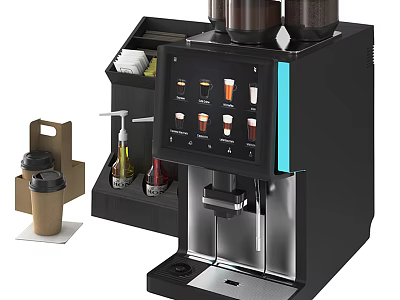 Modern Kitchen Coffee Machine With Touch Screen Display Multiple Coffee Options And Accessories 3d model