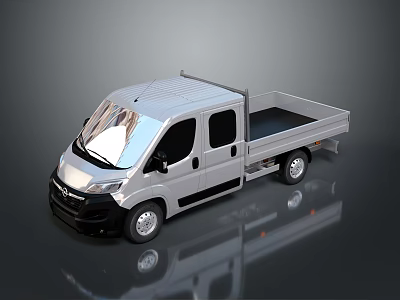 Silver Modern Pickup Truck With Open Cargo Bed And Cab Exterior Design 3d model