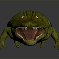 Realistic Green Crocodile Model Featuring Open Mouth Detailed Skin Texture And Body Structure