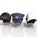 Daily Use Hats with Different Styles Furry Texture Blue Badge Cap and White Green Design