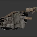 Natural Rock Formation With Wooden Platform And Bench Structure