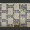 Blue And White Mosaic Tiled Floor Design With Weathered Pattern And Classic Style