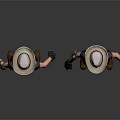 Female Cowboy Character 3D Model Showing Front Back View White Top Black Pants