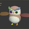 Cute Pink Cartoon Owl With White Belly Yellow Beak And Pink Wings