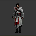 Man In Red And White Robe With Ornate Belt Standing In 3D Model Pose
