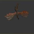 Detailed 3D Flying Dragon Model With Orange Wings And Red Spikes